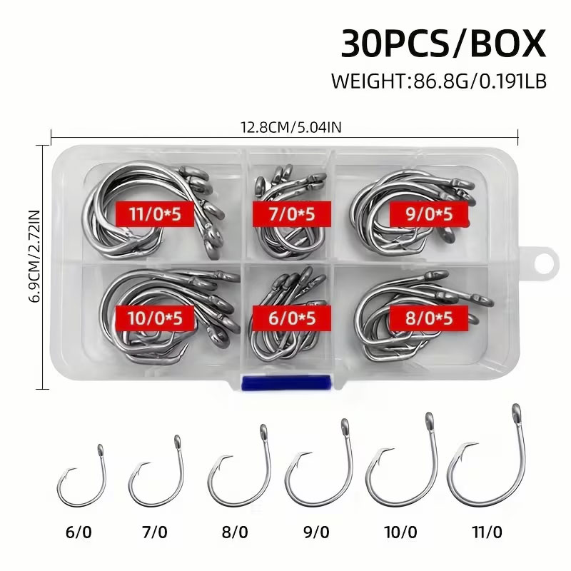 30pcs/box Fishing Hooks Stainl - Fishing Hook Circle incelemesi ve fiyatı