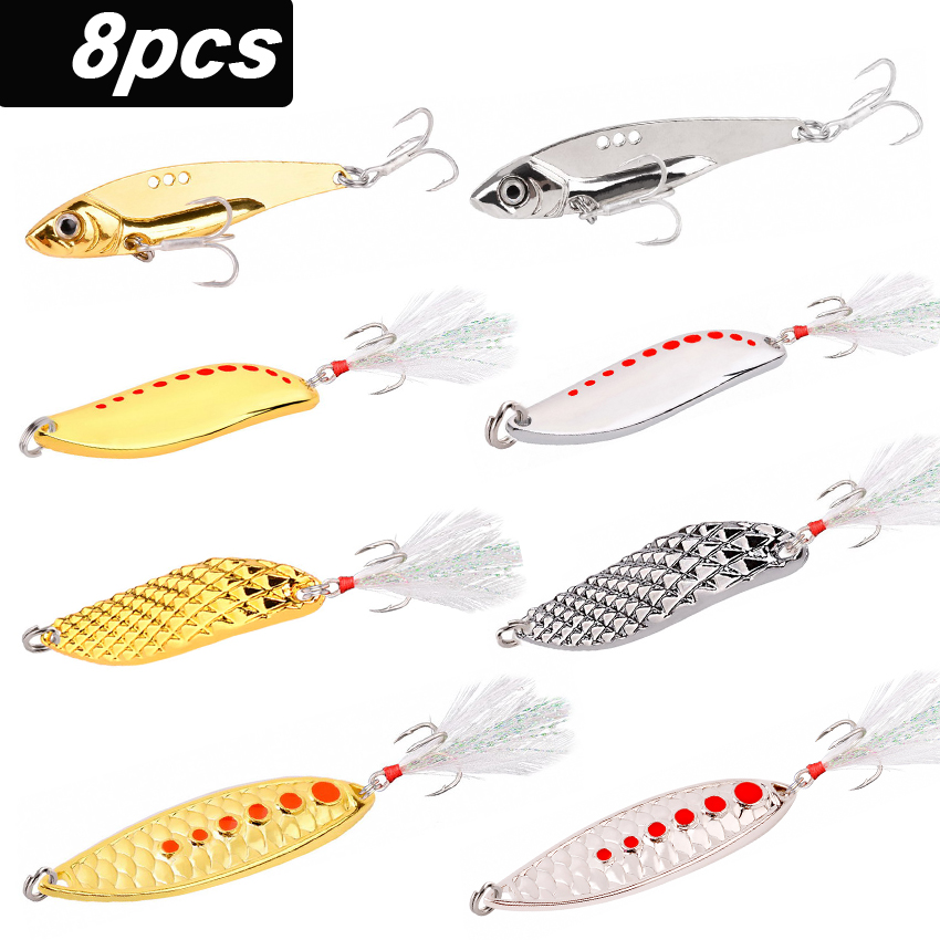 8PCS/Set Lure Metal Spinner Sp - Fishing Hook Treble incelemesi ve fiyatı