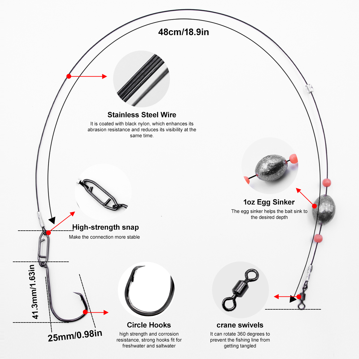 ZYZHE 2pcs Fishing Carolina Ri - Fishing Hook Circle incelemesi ve fiyatı