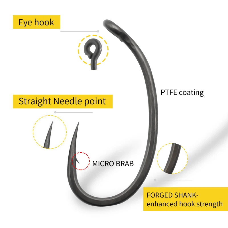 10pcs Carp Fishing Hook Curved - Fishing Hook Barbless incelemesi ve fiyatı