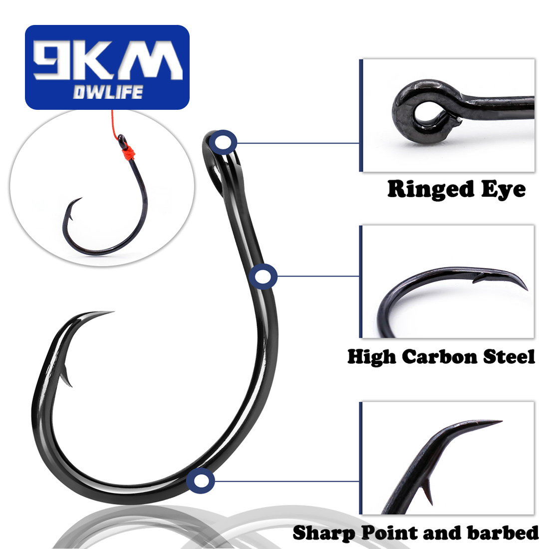 9KM 25-50Pcs Inline Wide Gap C - Fishing Hook Circle incelemesi ve fiyatı