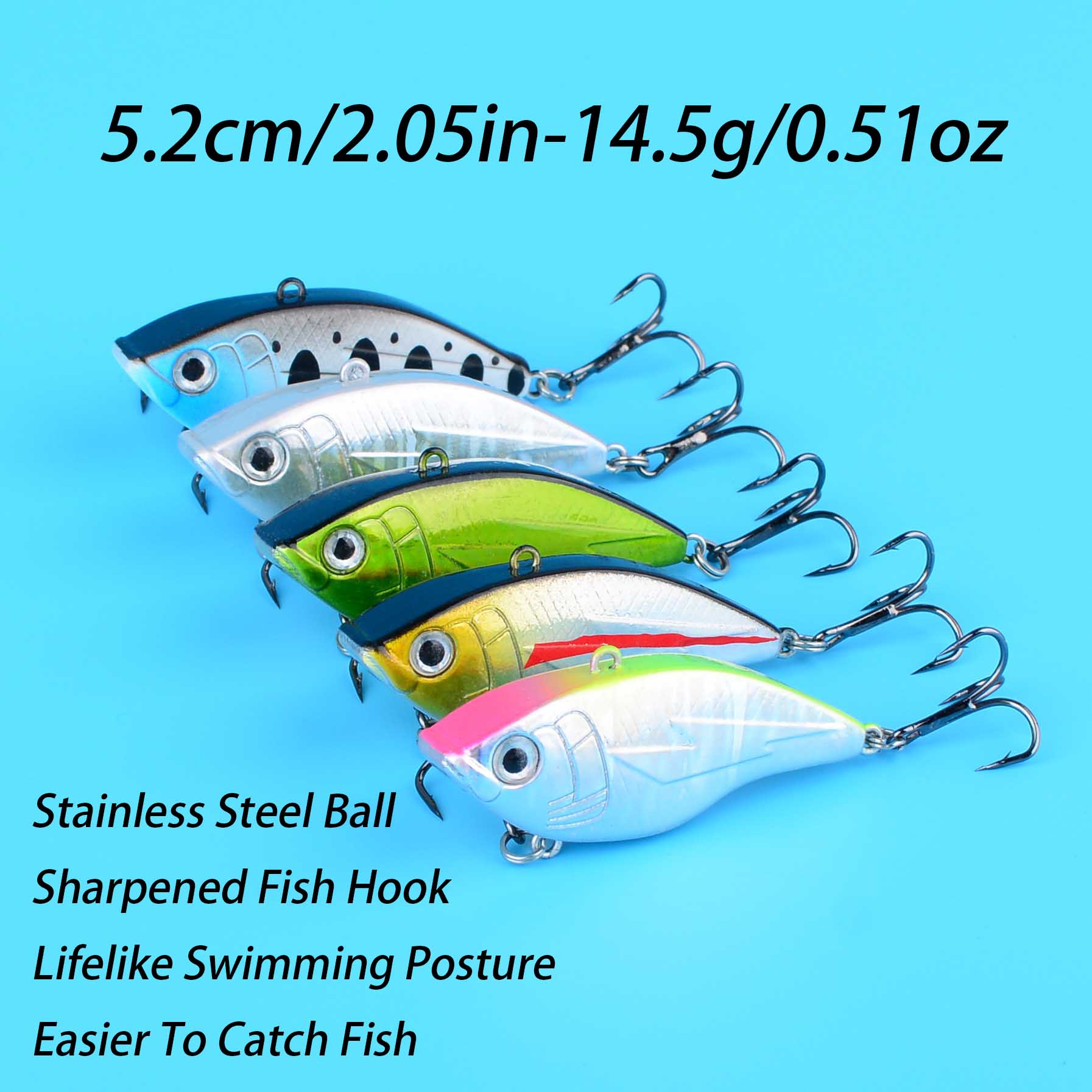 1PC Hard VIB Fishing Lure 5.2c - Fishing Hook Treble incelemesi ve fiyatı