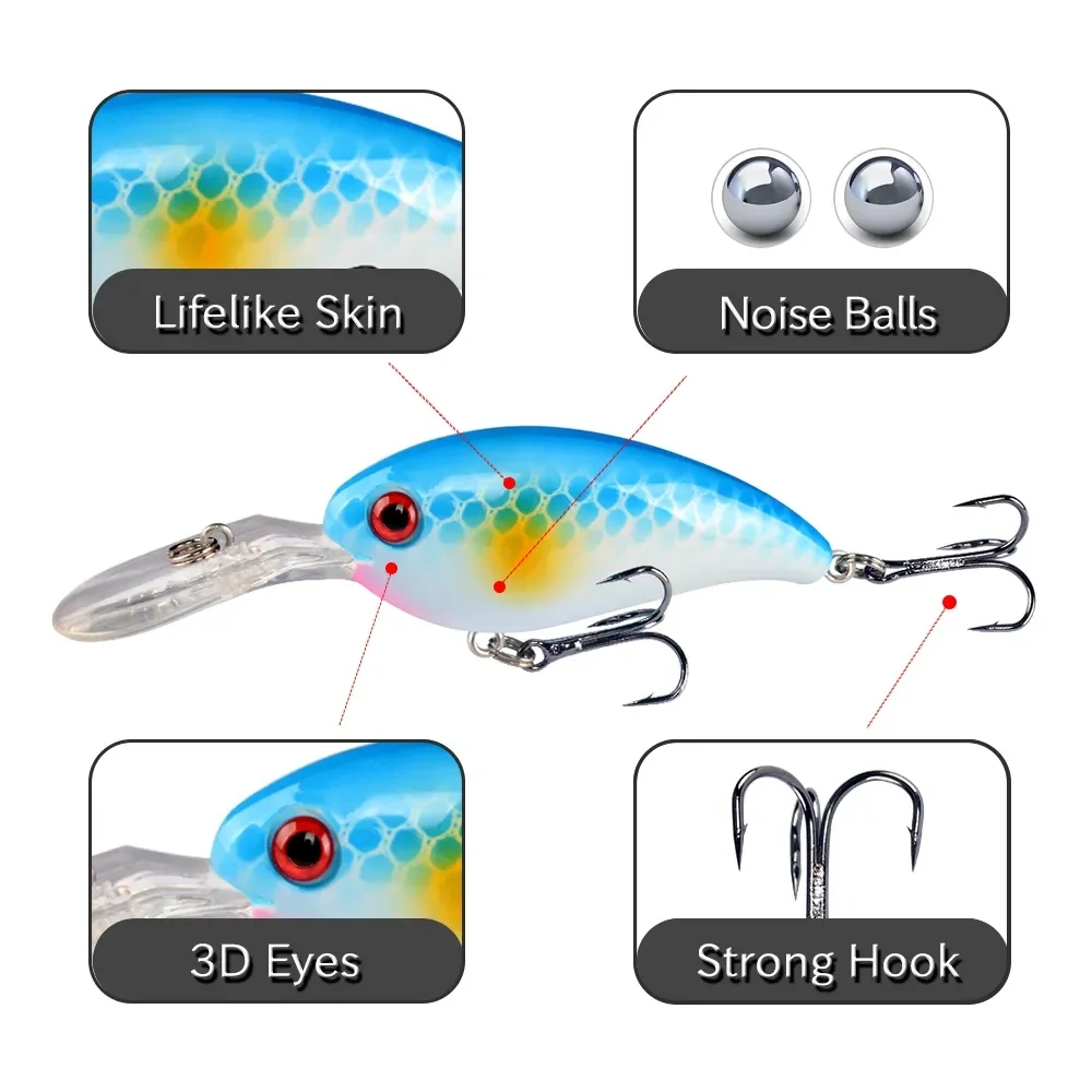 7Pcs Crankbait Fishing Lure Fl - Fishing Hook Treble incelemesi ve fiyatı