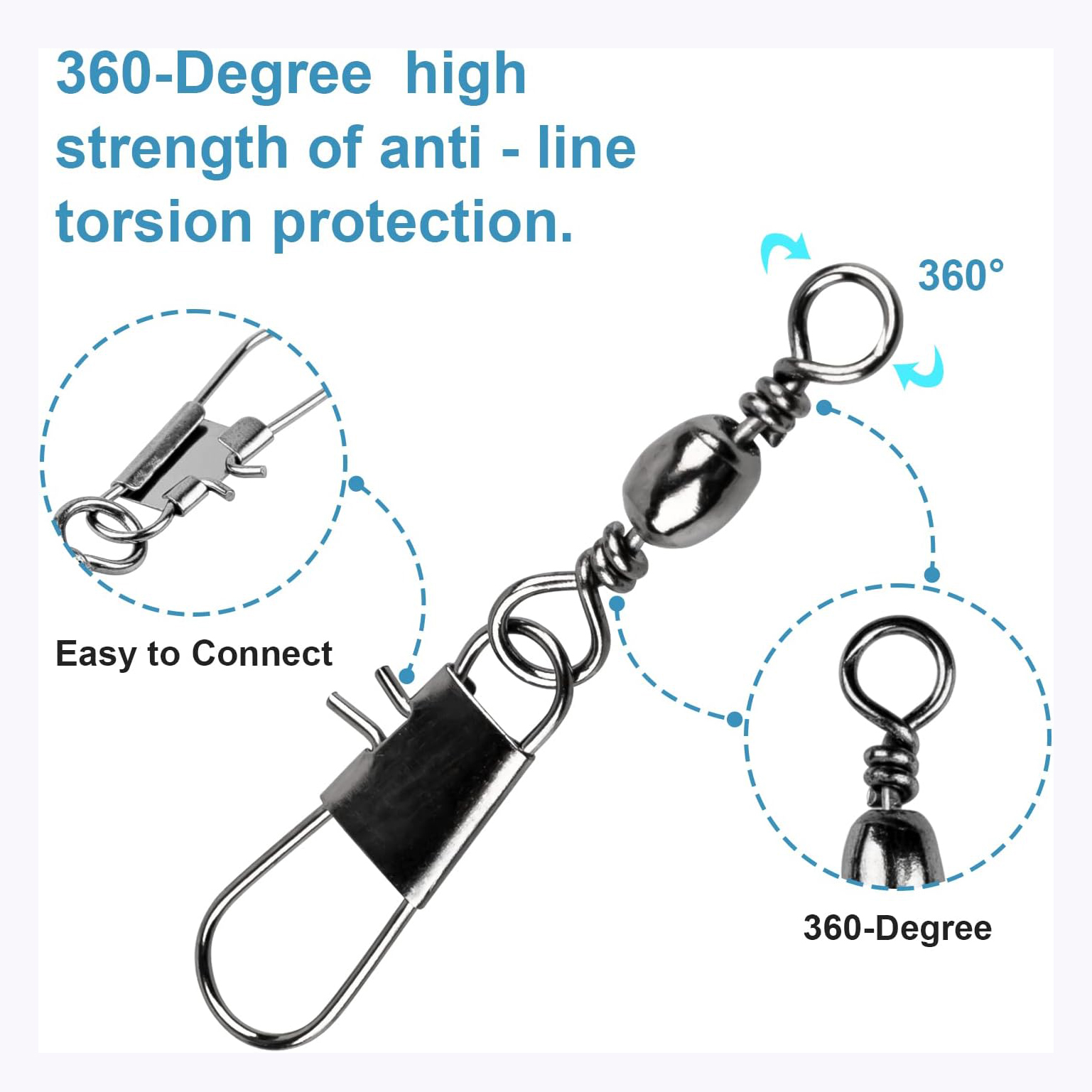 100Pcs/Lot 4#6#8#10#12# Swivel - Fishing Hook Stainless Steel incelemesi ve fiyatı
