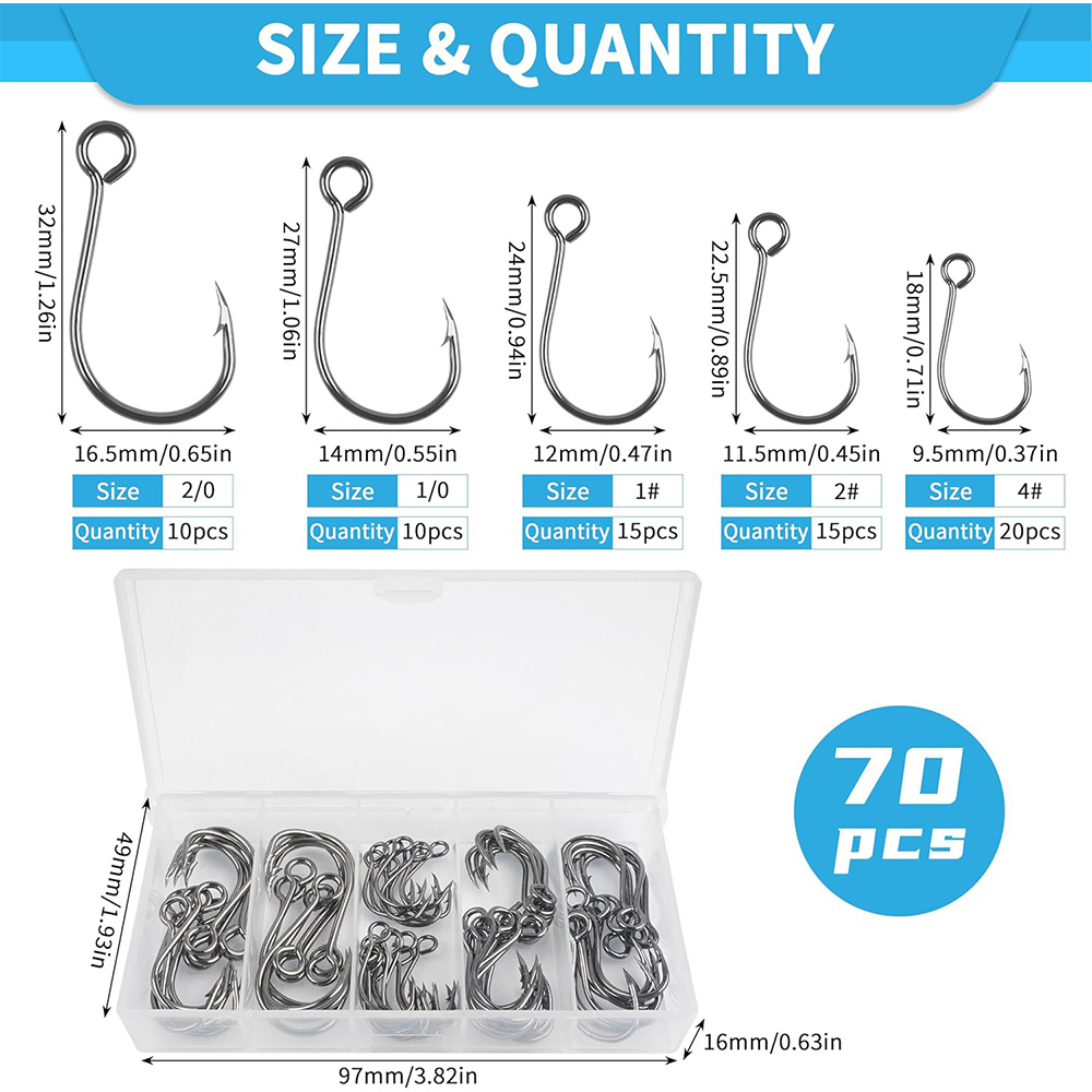70Pcs Fishing Inline Single Ho - Fishing Hook Circle incelemesi ve fiyatı