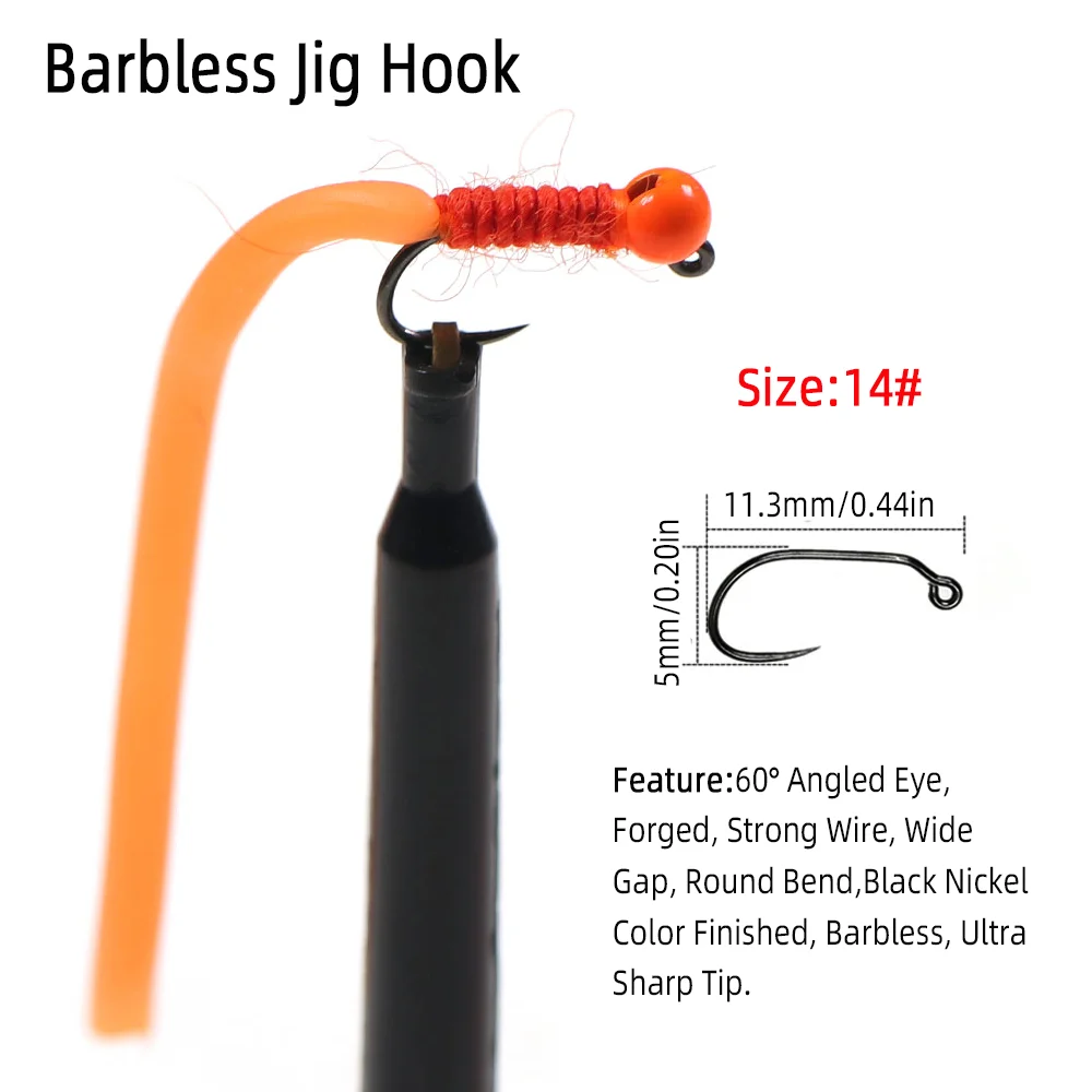 4pcs #14 Tungsten Bead Head Sq - Fishing Hook Barbless incelemesi ve fiyatı