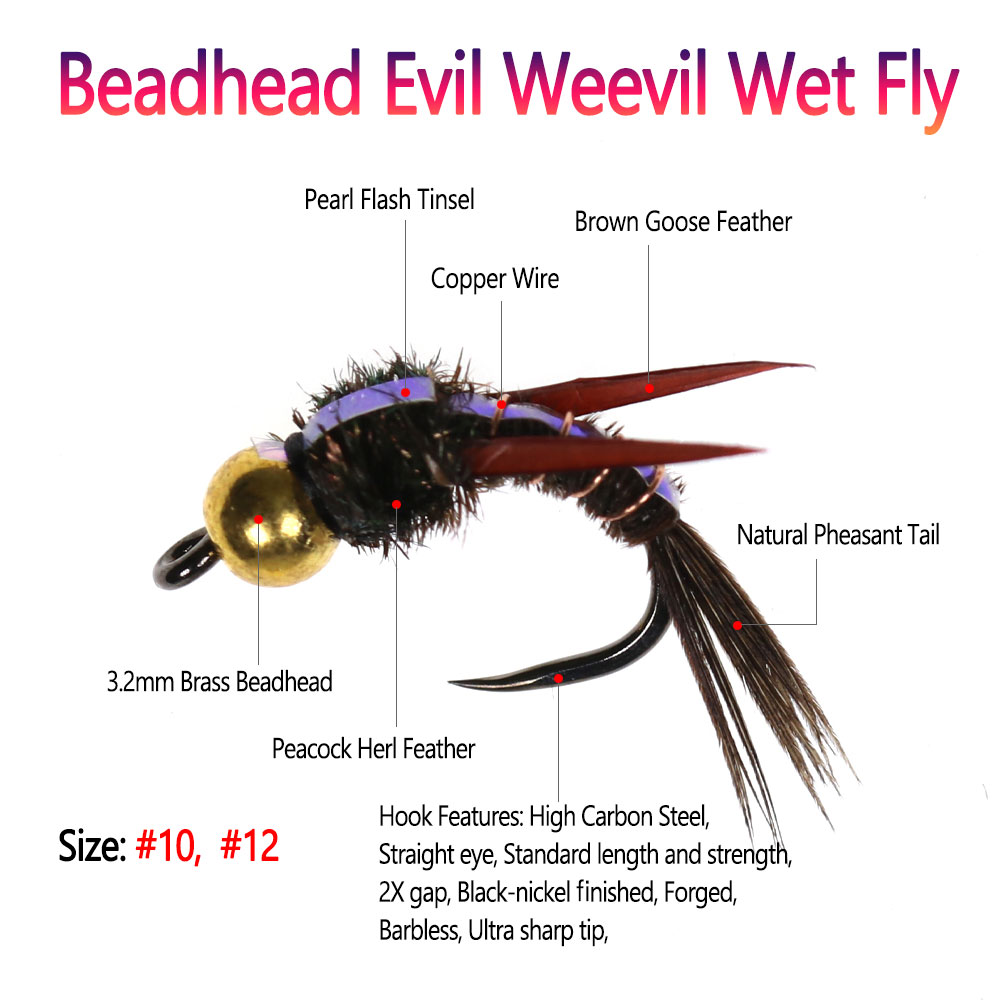 Bimoo 8pcs Brass Beadhead Evil - Fishing Hook Barbless incelemesi ve fiyatı