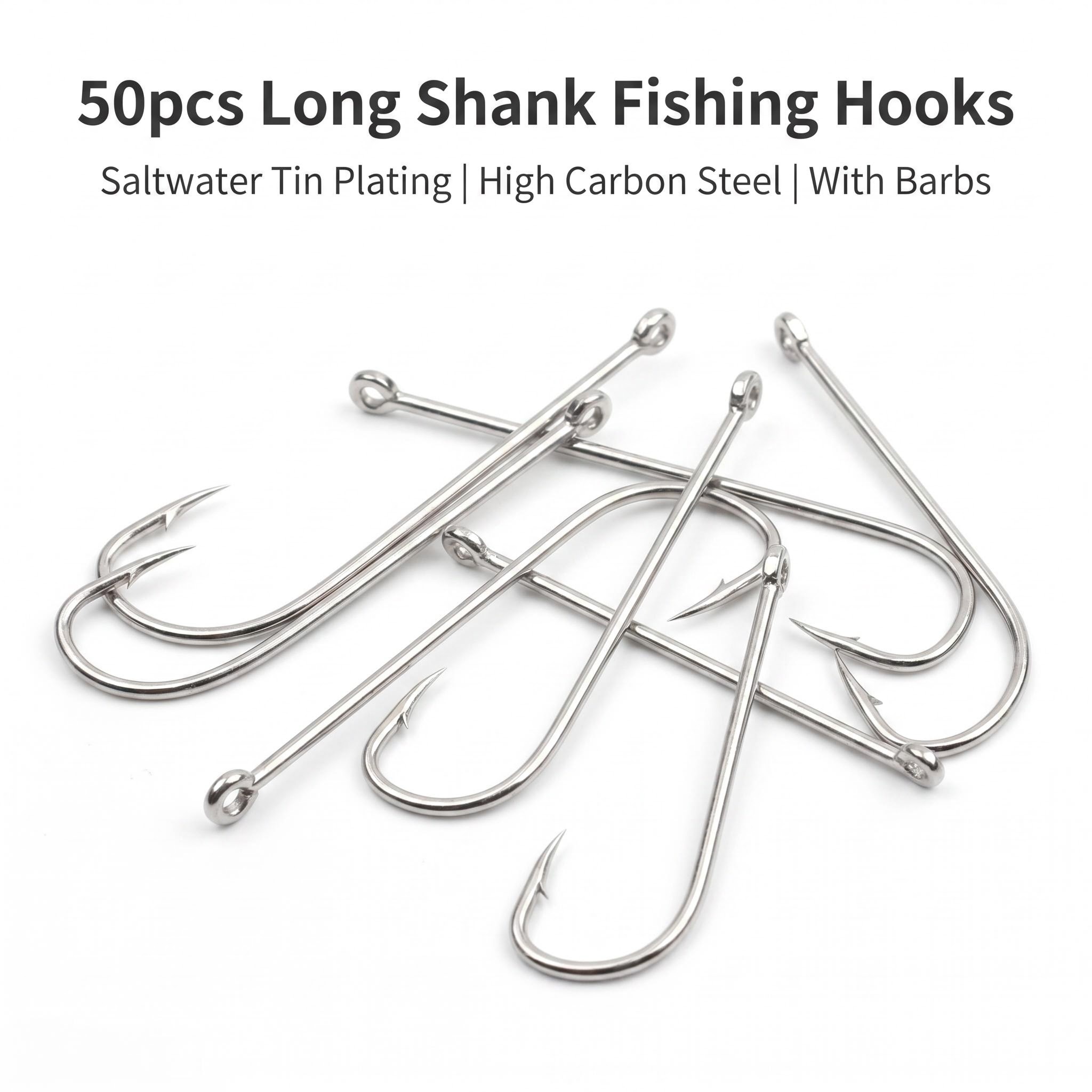 50pcs Long Shank Saltwater Cir - Fishing Hook Circle incelemesi ve fiyatı